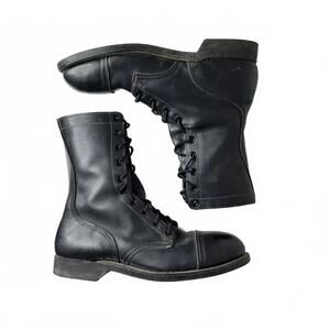 Rocky Lace Up Jump Boots Black Leather Work Boots Size 11